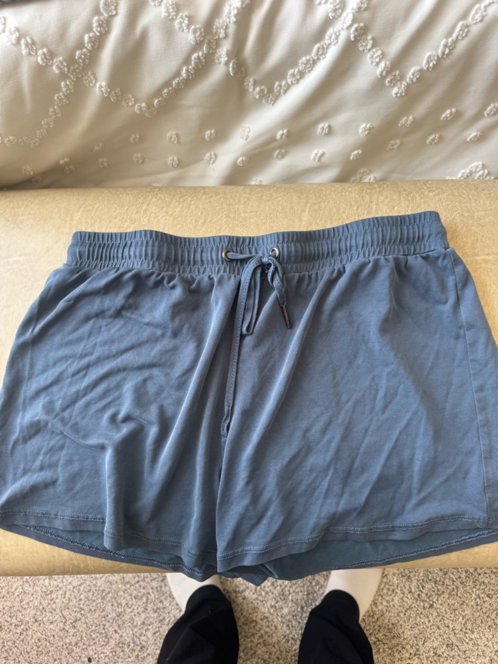 Casual Drawstring Lounge Shorts in Dusty Blue